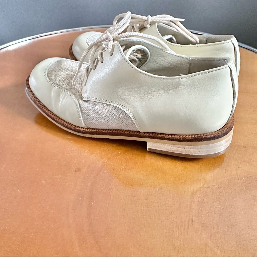 Vintage Shoe Be Doo Children's Cream Leather Lace-Up Shoes Boys 6.5 to 7 - Picture 5 of 13